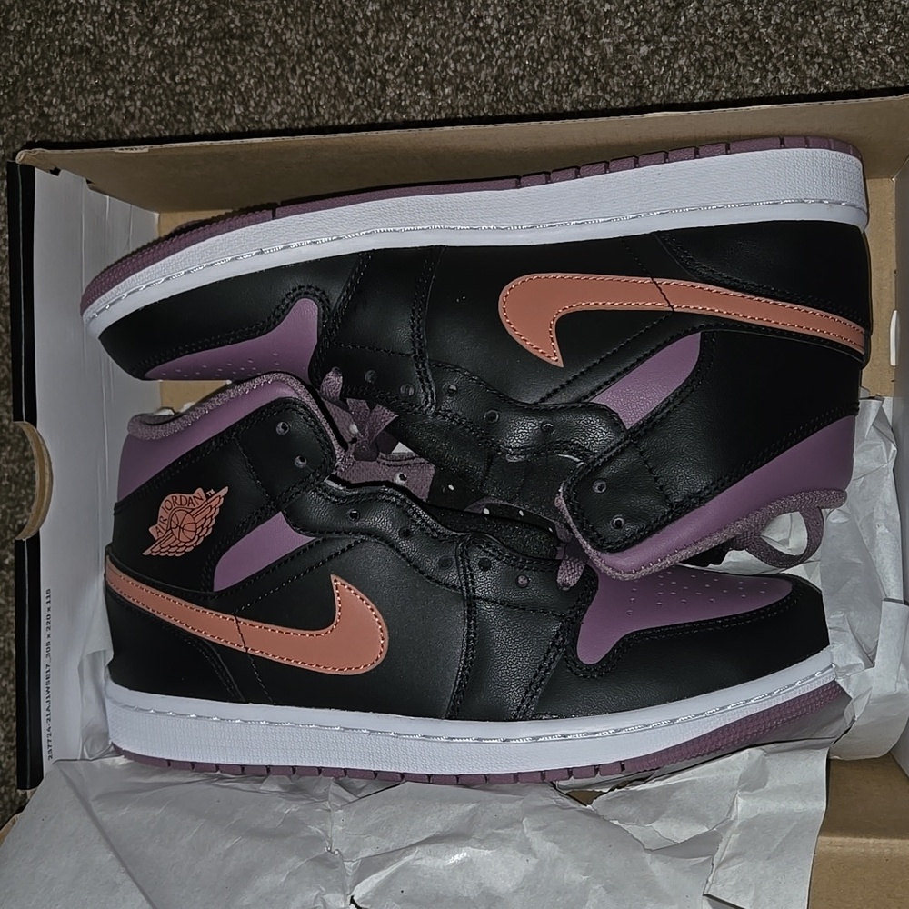 Nike Air Jordan 1 Mid SE Shoes Black Sky J Mauve FB9911-008 Men's Sizes NEW